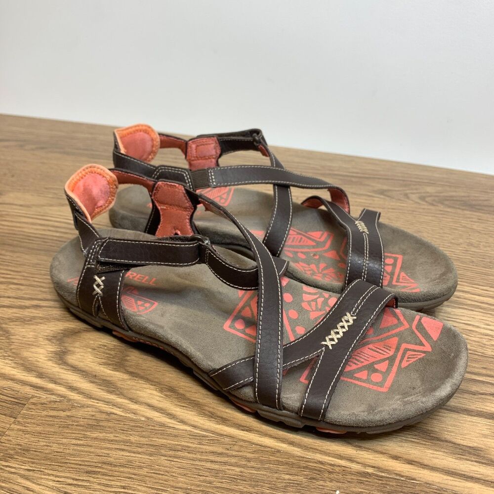 Merrell Sandspur Rose Sport Sandals Womens Size 9 Cocoa Coral Strappy Leather‎